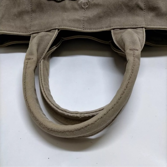 Authentic Prada Canapa Hand Bag tote Lg Dark Beige/brownish  tan color Canvas - Picture 7 of 17